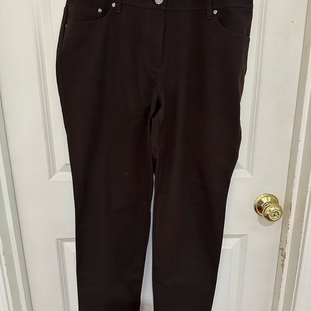 Chico’s so slimming Women's Brown Slim Fit Pants size 1.5 / medium/10 short - Picture 4 of 9
